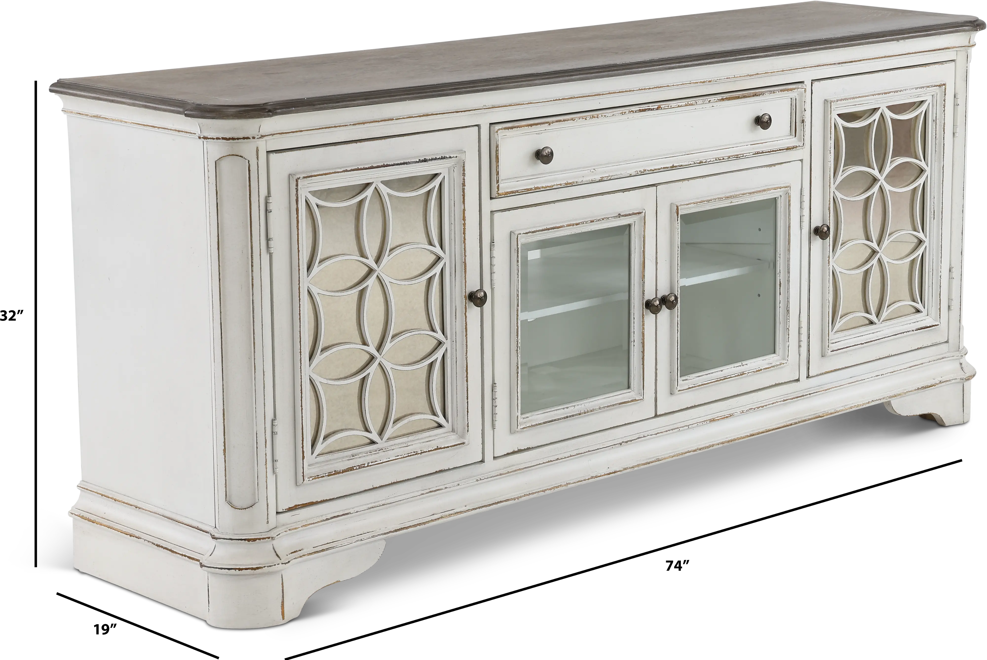 Magnolia Manor Antique White 74 TV Stand