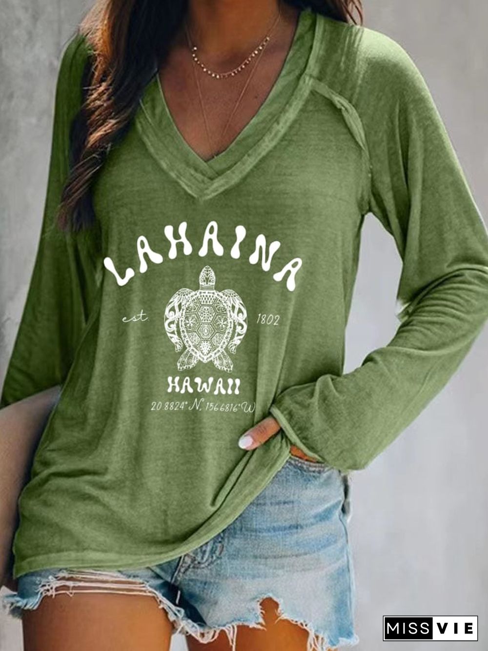 Women's Lahaina Maui Hawaii V-Neck Casual T-Shirt