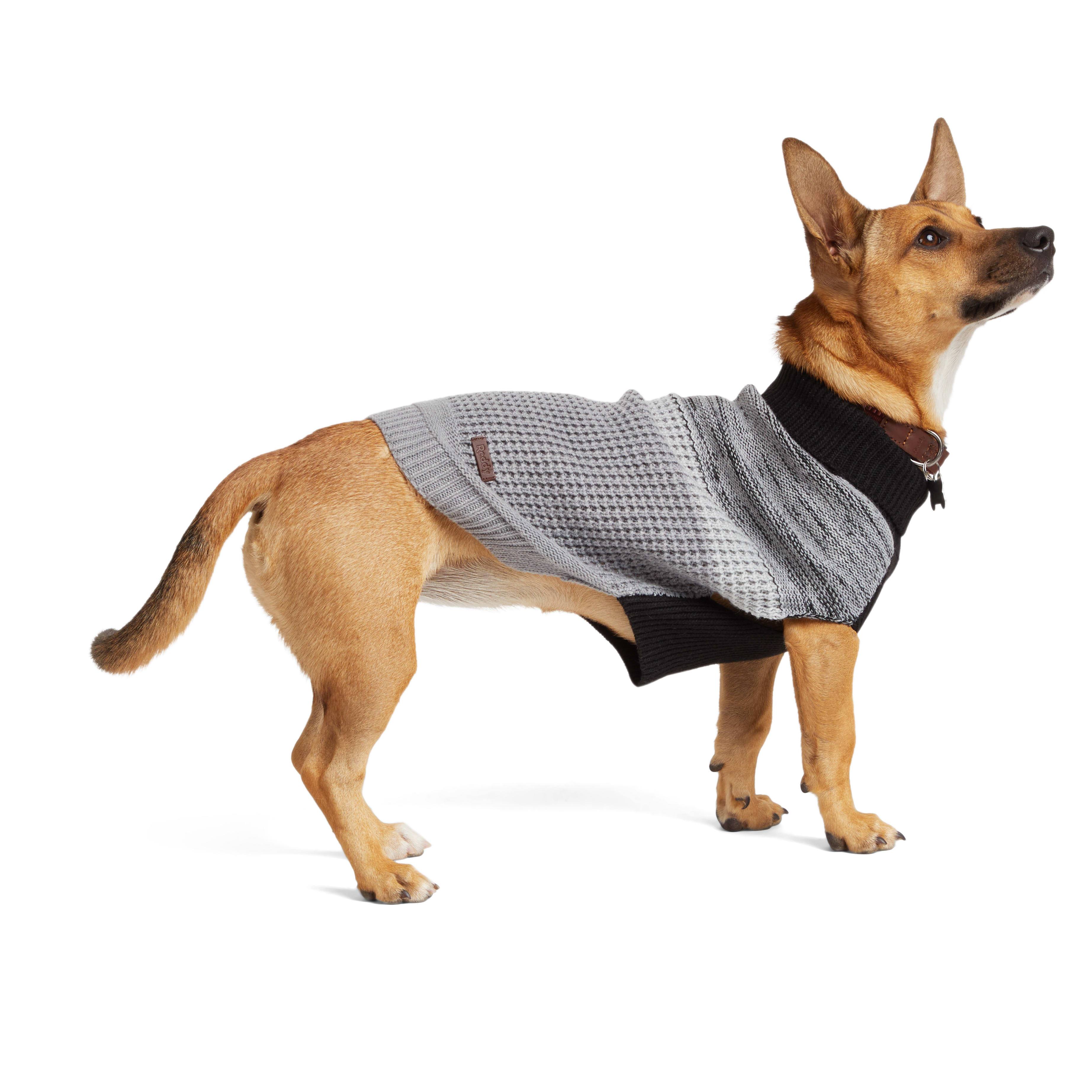 Reddy Grey Tonal Colorblock Dog Sweater， XX-Large