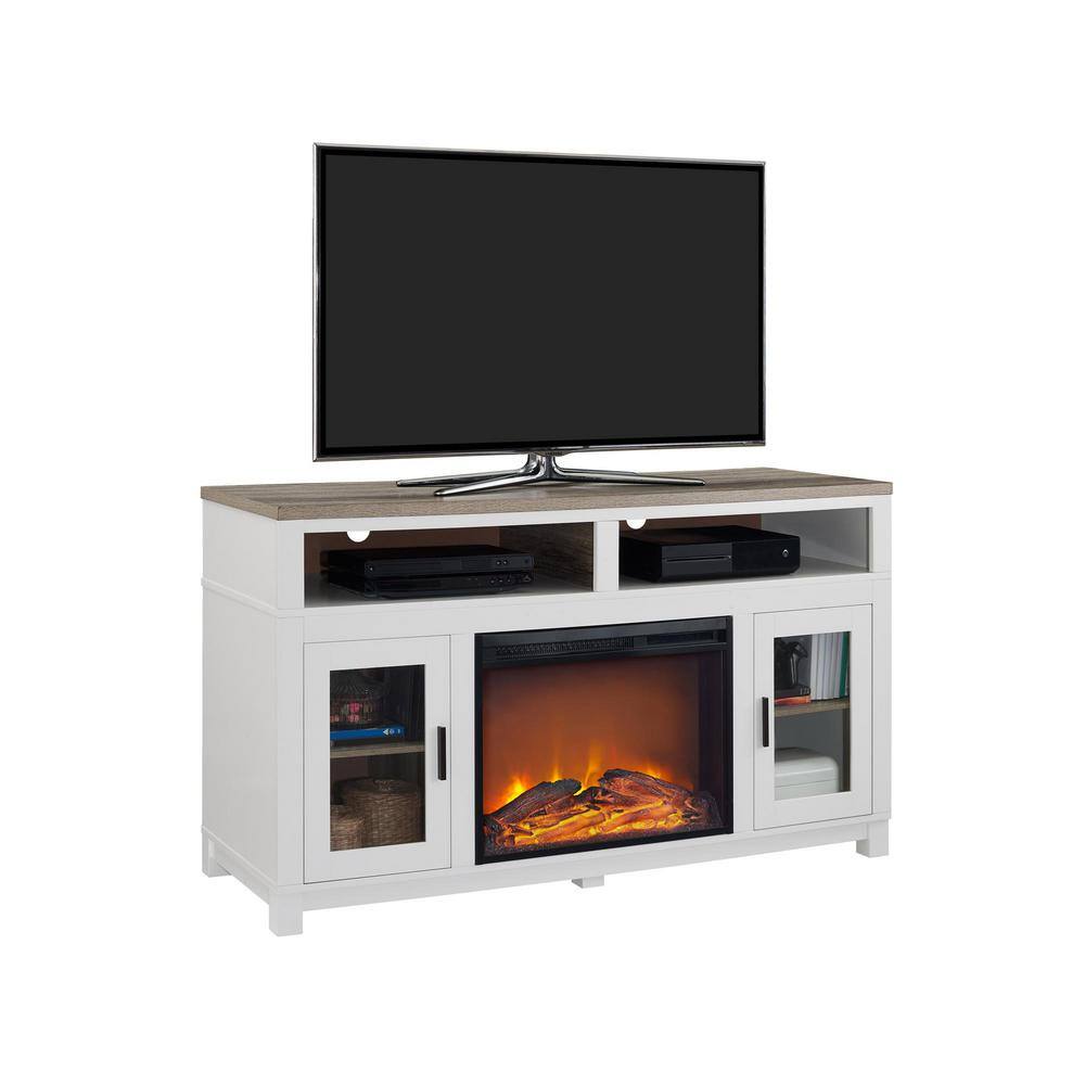 Ameriwood Carver White Electric Fireplace 60 in. TV Stand 1774296COM