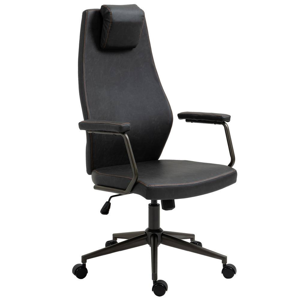 Vinsetto Deep Grey, High-Back Executive Office Chair, Ergonomic Leather Computer Desk Chair with Adjustable Height 921-478