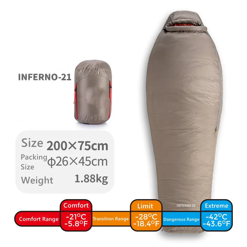 Nature White Goose Down Sleeping Bag Hiking Mummy Adult Windproof Waterproof Sleeping Gear For Outdoor Camping And Hiking