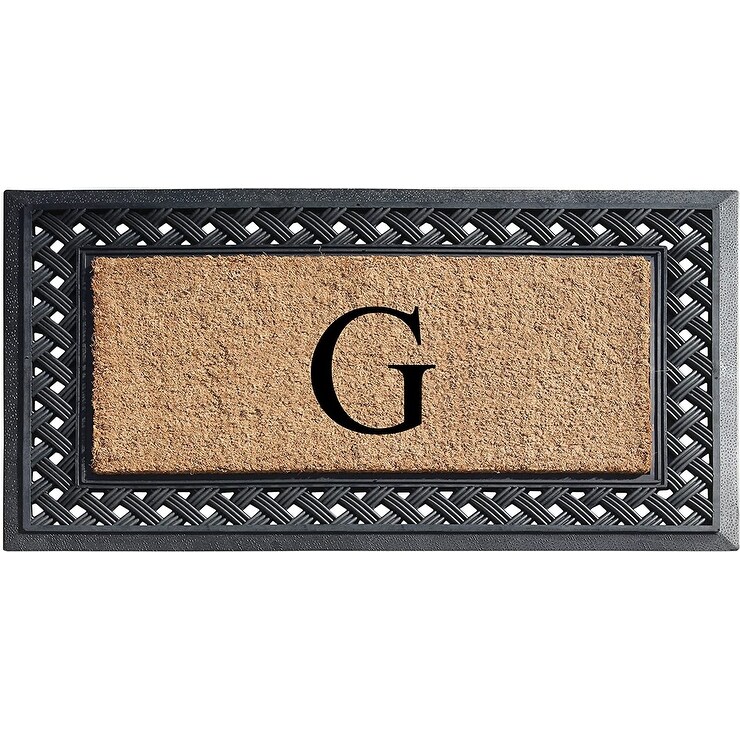 A1HC Paisley Border Rubber and Coir Large Heavy Duty Outdoor Monogrammed Doormat  23\