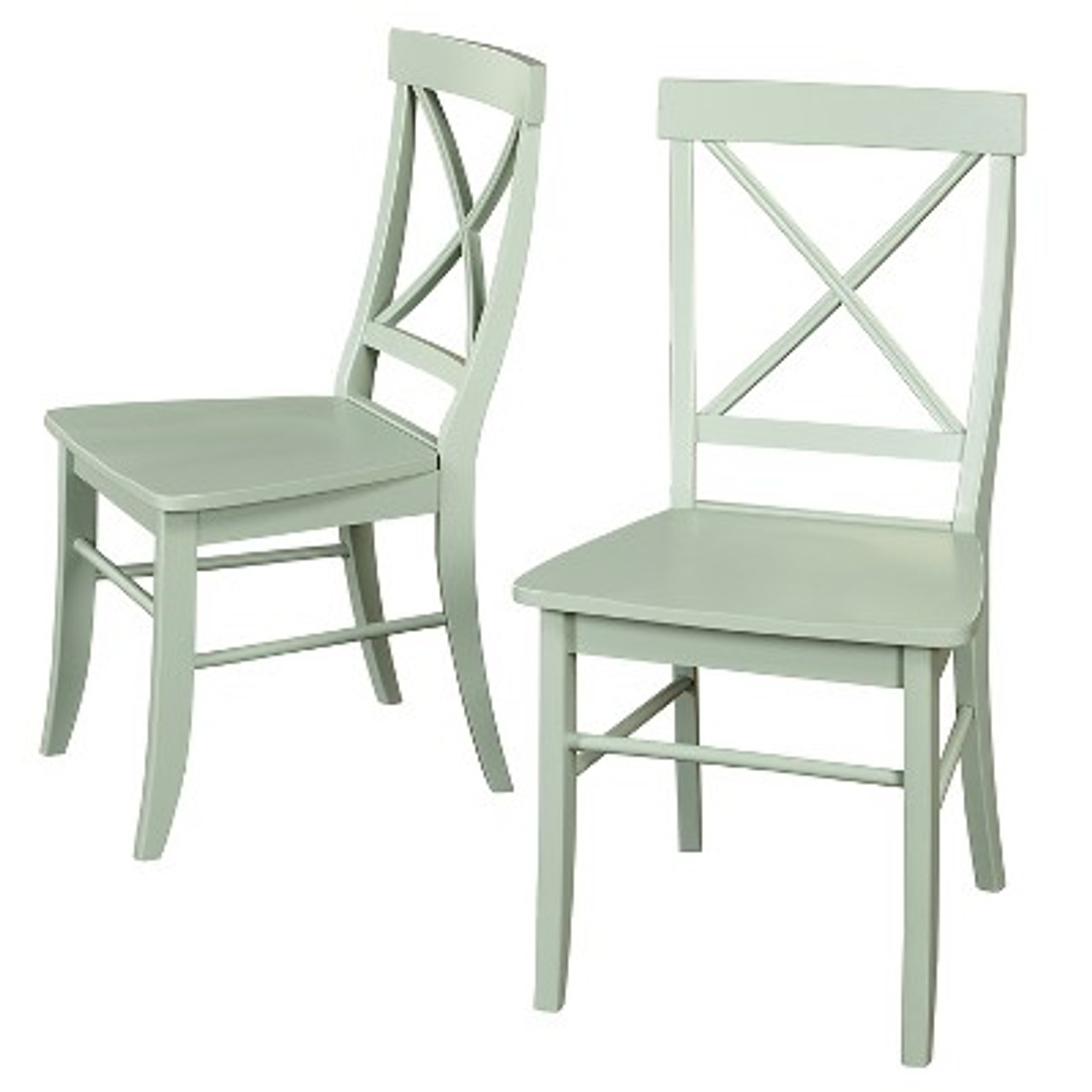 Set of 2 Albury Cross Back Dining Chairs Wood/Mint Green - Buylateral