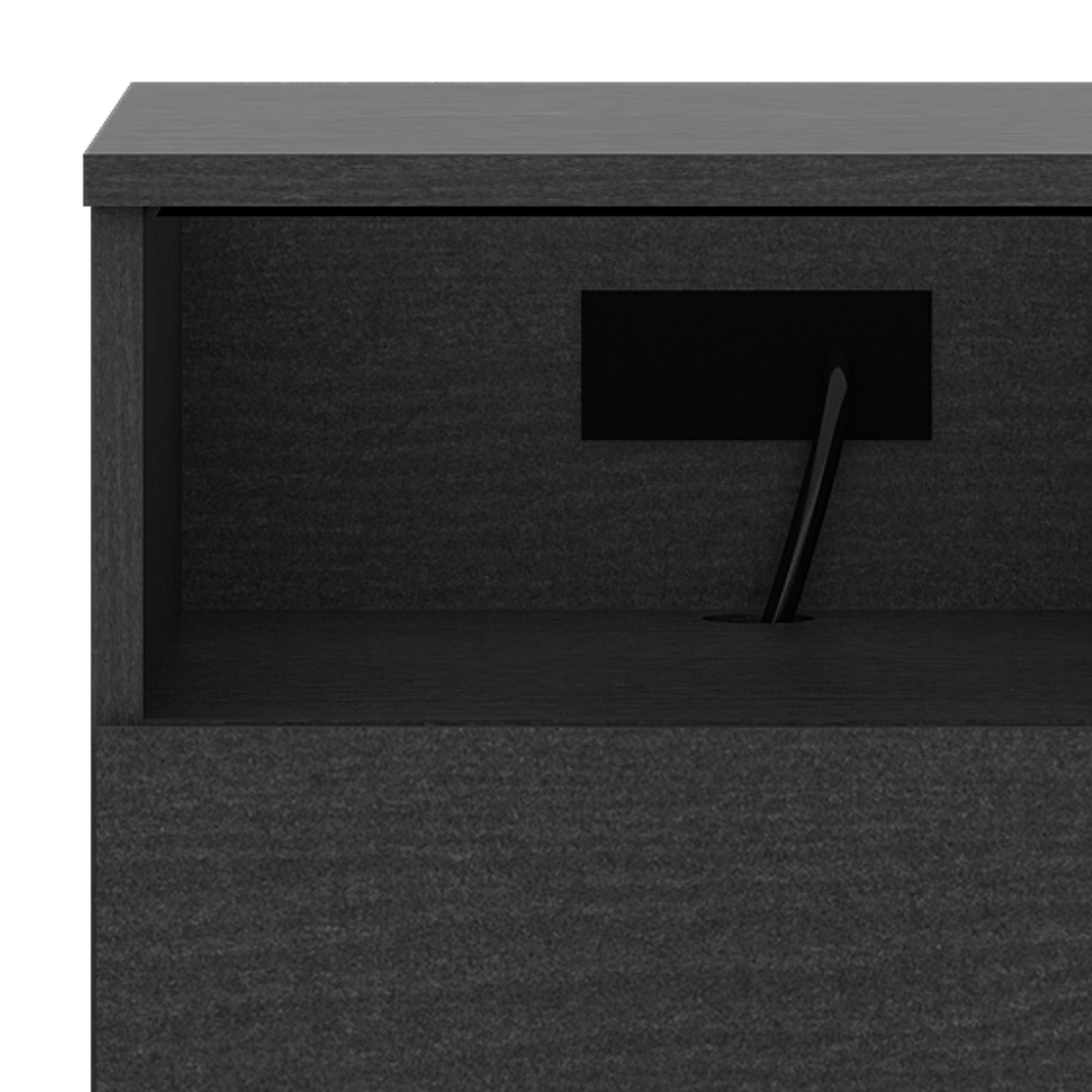 Brindle Rectangular Nightstands with USB and Storage, Set of 2, Black Oak