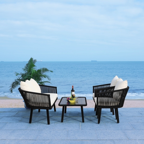 SAFAVIEH Outdoor Belmi 4piece Rope Patio Set