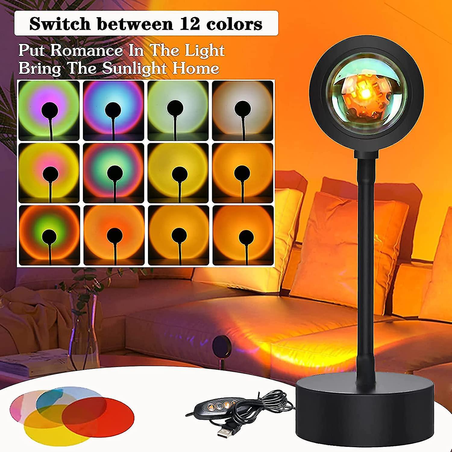 Sunset Lamp 12 Color Led Rainbow Sunset Projection Light Led Night Light 360 Rotation Sunset Lamp