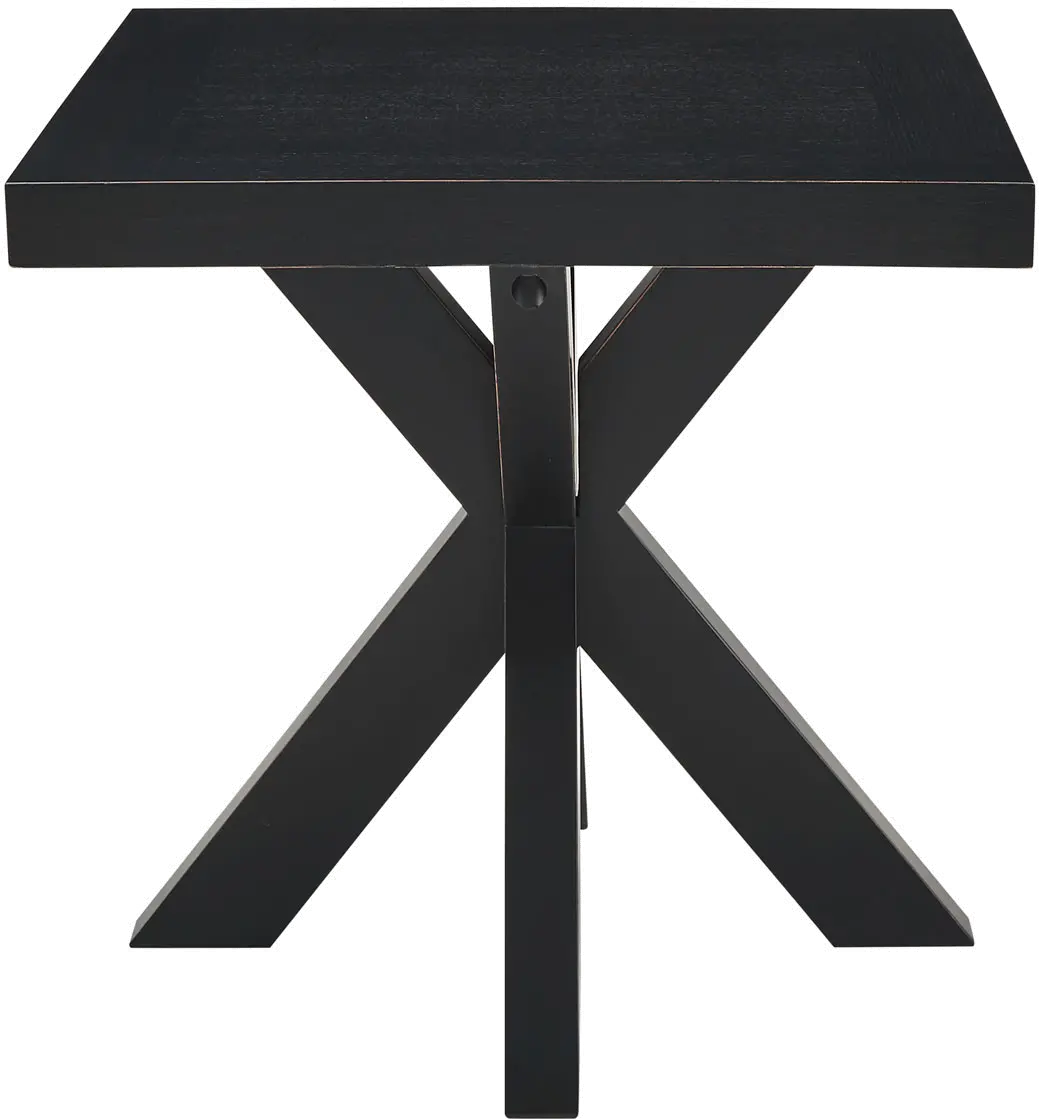 Harris Ebony Black Timber Beam Pedestal End Table