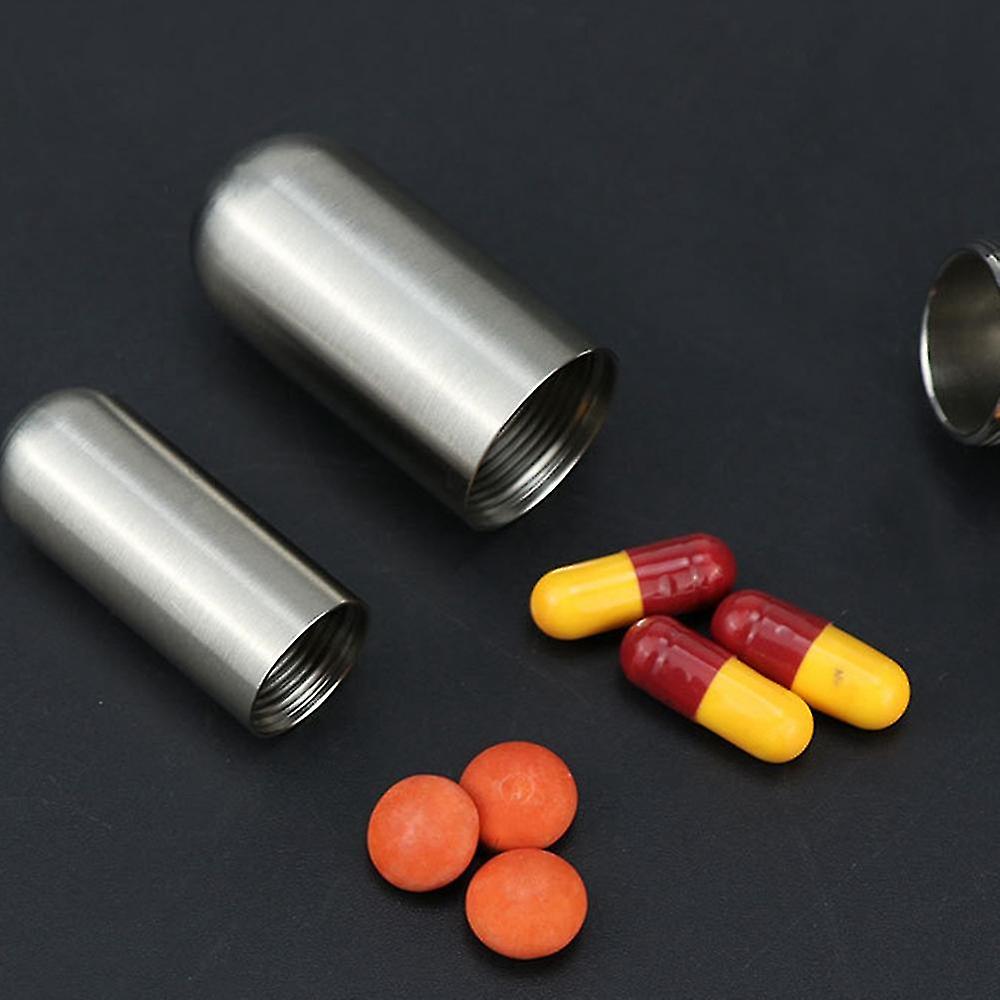 Mini Sealed Storage Pill Box Pill Container Storage Box Stainless Steel Waterproof Outdoor Travel F