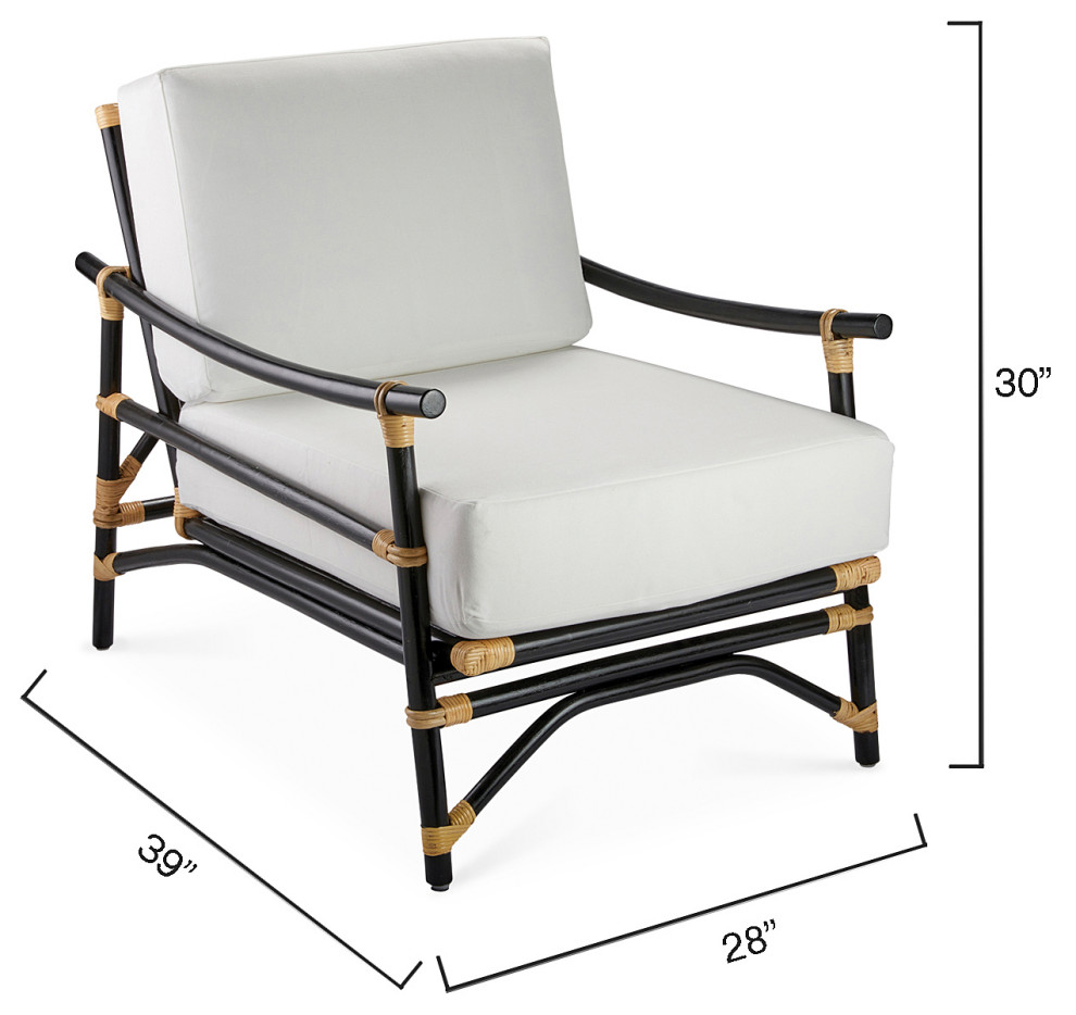 Xanadu Lounge Chair  Black and Cream Rattan With Off White Cushions   Tropical   Armchairs And Accent Chairs   by GwG Outlet  Houzz