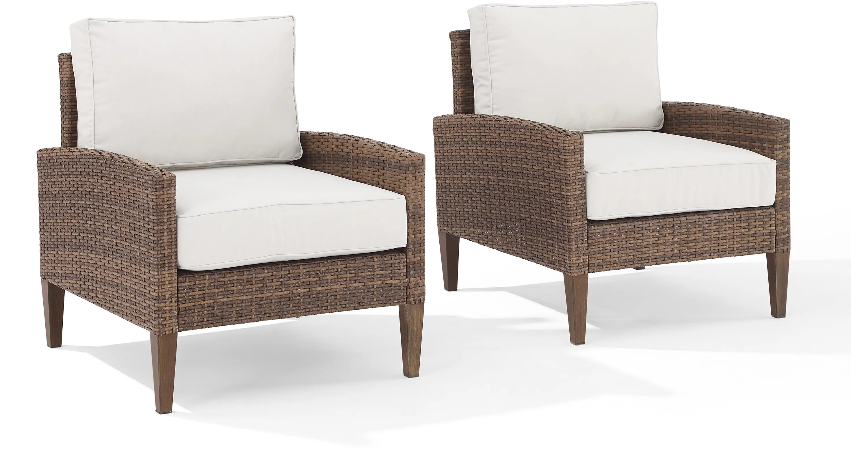 Capella Brown Wicker Patio Armchairs， Set of 2