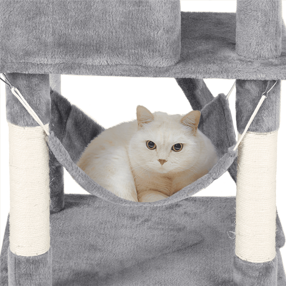 Easyfashion 51'' Multilevel Cat Tree with Condo， Light Gray