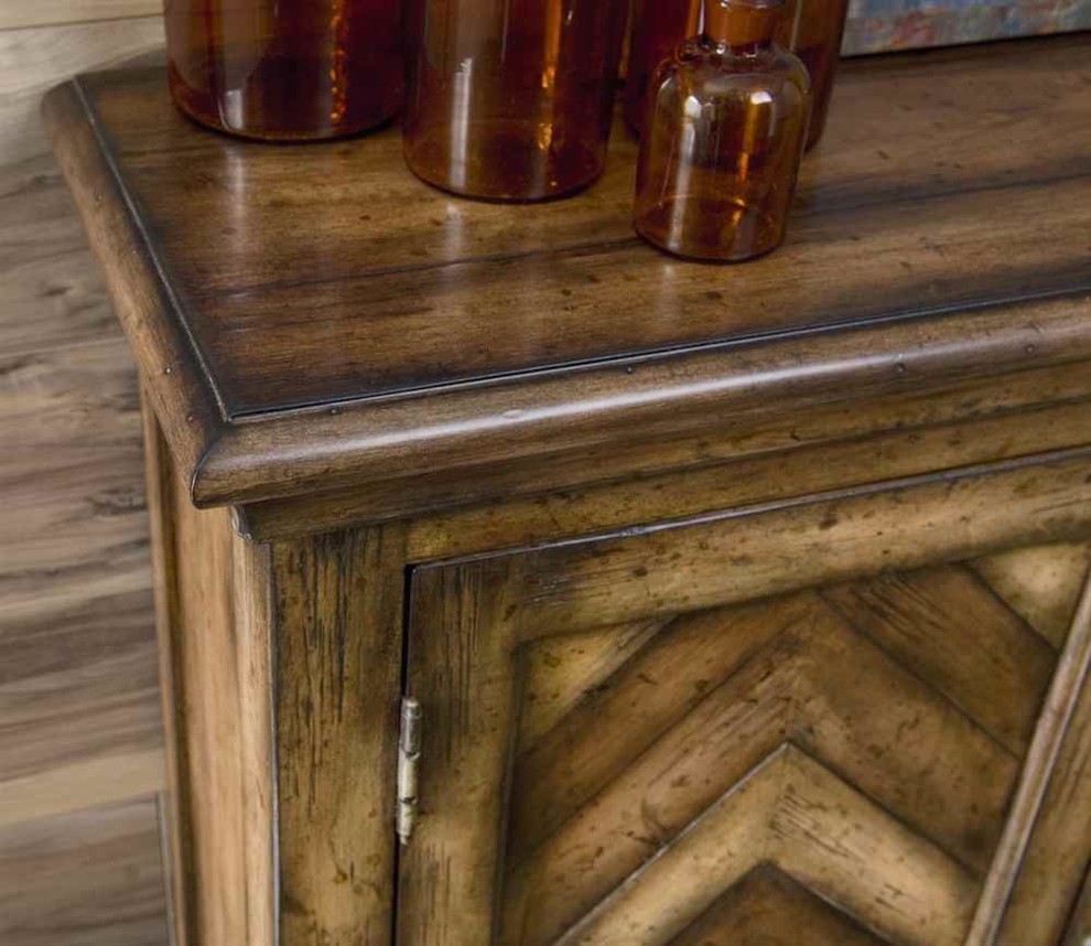 Hammary Hidden Treasures Chevron Cabinet  Cherry 090 665   Farmhouse   Accent Chests And Cabinets   by ShopLadder  Houzz