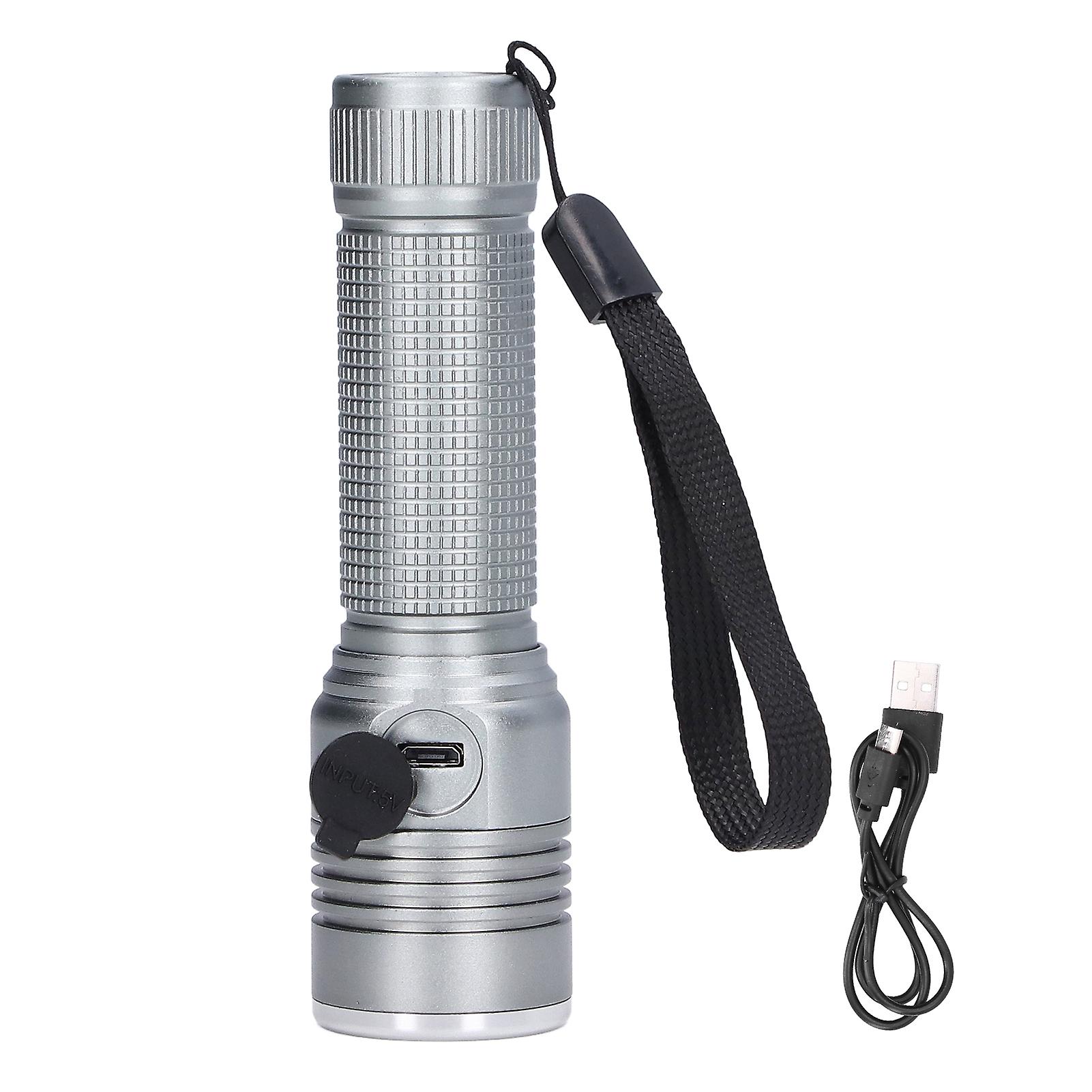 Led Flashlight Telescopic Zoom Protective Function Aluminum Alloy Barrel 2000lm Zoom Flashlightgrey