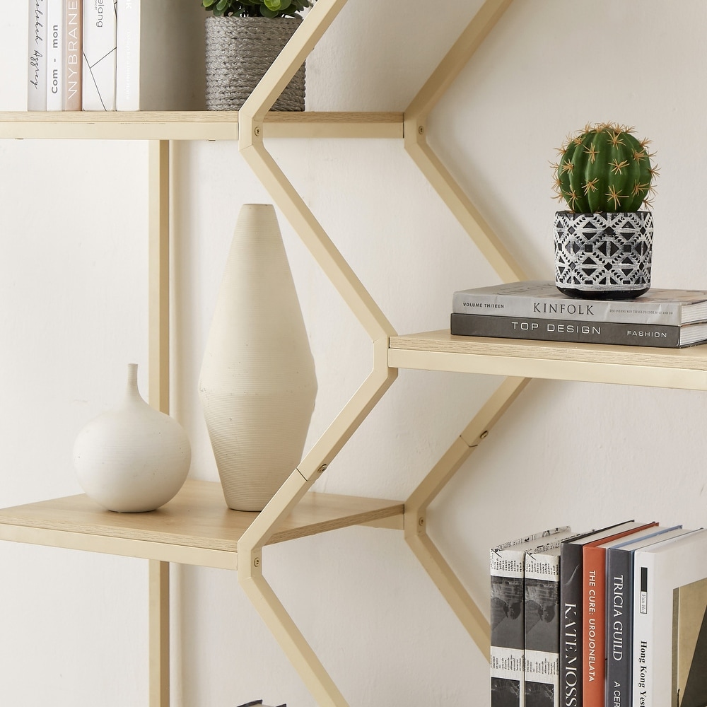 Natural Style Rattan Bookshelf  Plant Stand  7 Tier Bookcase Storage Rack with Cabinet  Display Shelf for Living Room  Office