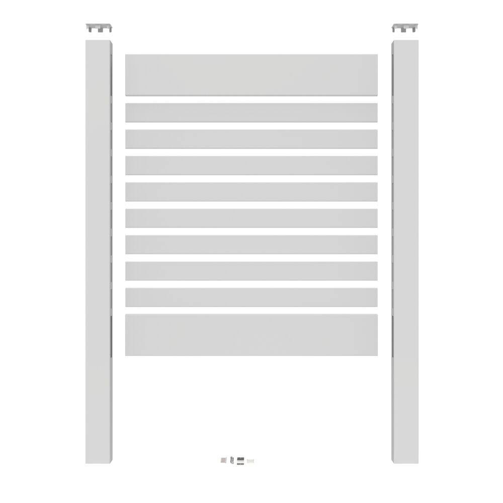 Barrette Outdoor Living 3 ft. x 4 ft. White Vinyl Spaced Picket Flat Top Utility Screen 73055306