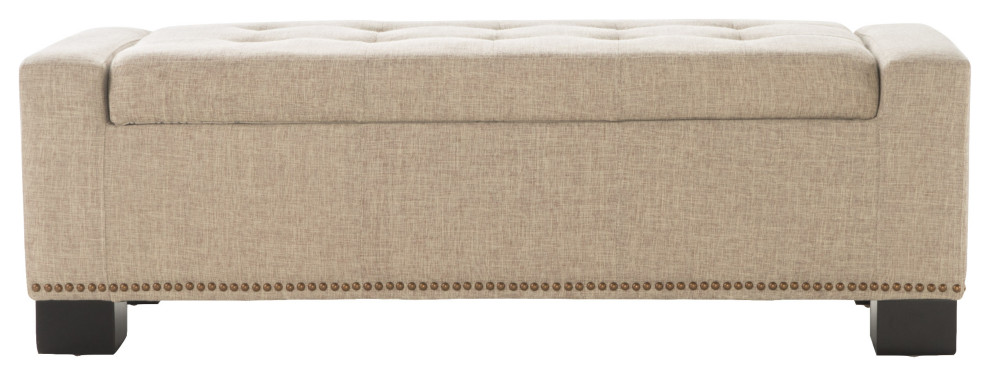 GDF Studio Espana Wheat Fabric Storage Ottoman With Studs   Transitional   Footstools And Ottomans   by GDFStudio  Houzz