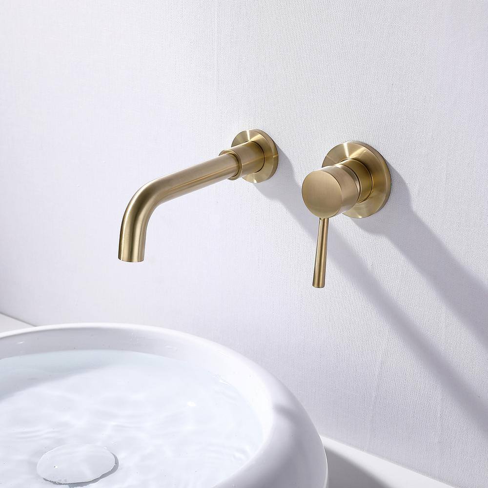 Flynama Wall-Mount Single-Handle Bathroom Faucet in Brushed Gold RB-QY-02YG