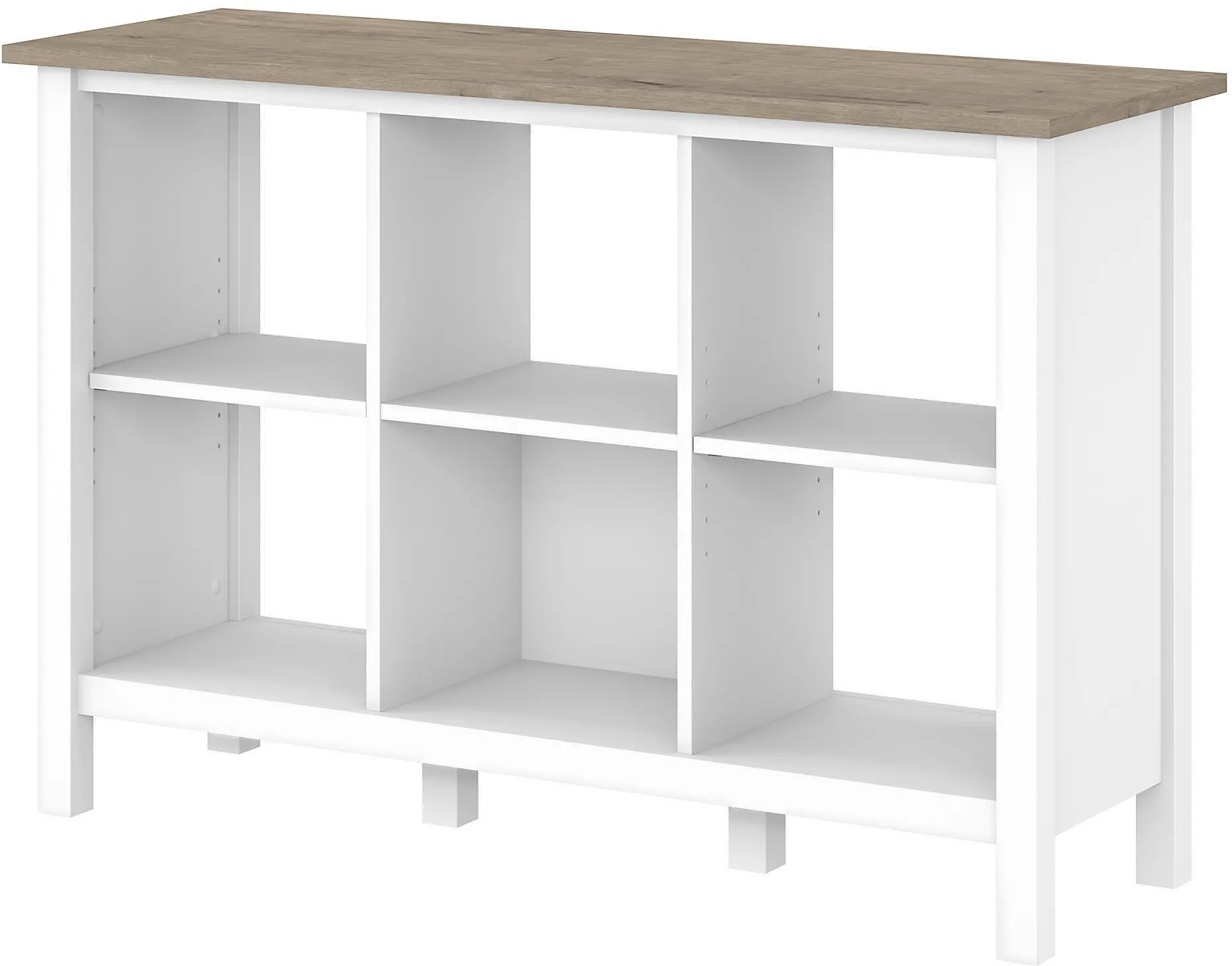 White and Gray 6-Cube Bookcase - Bush Furniture