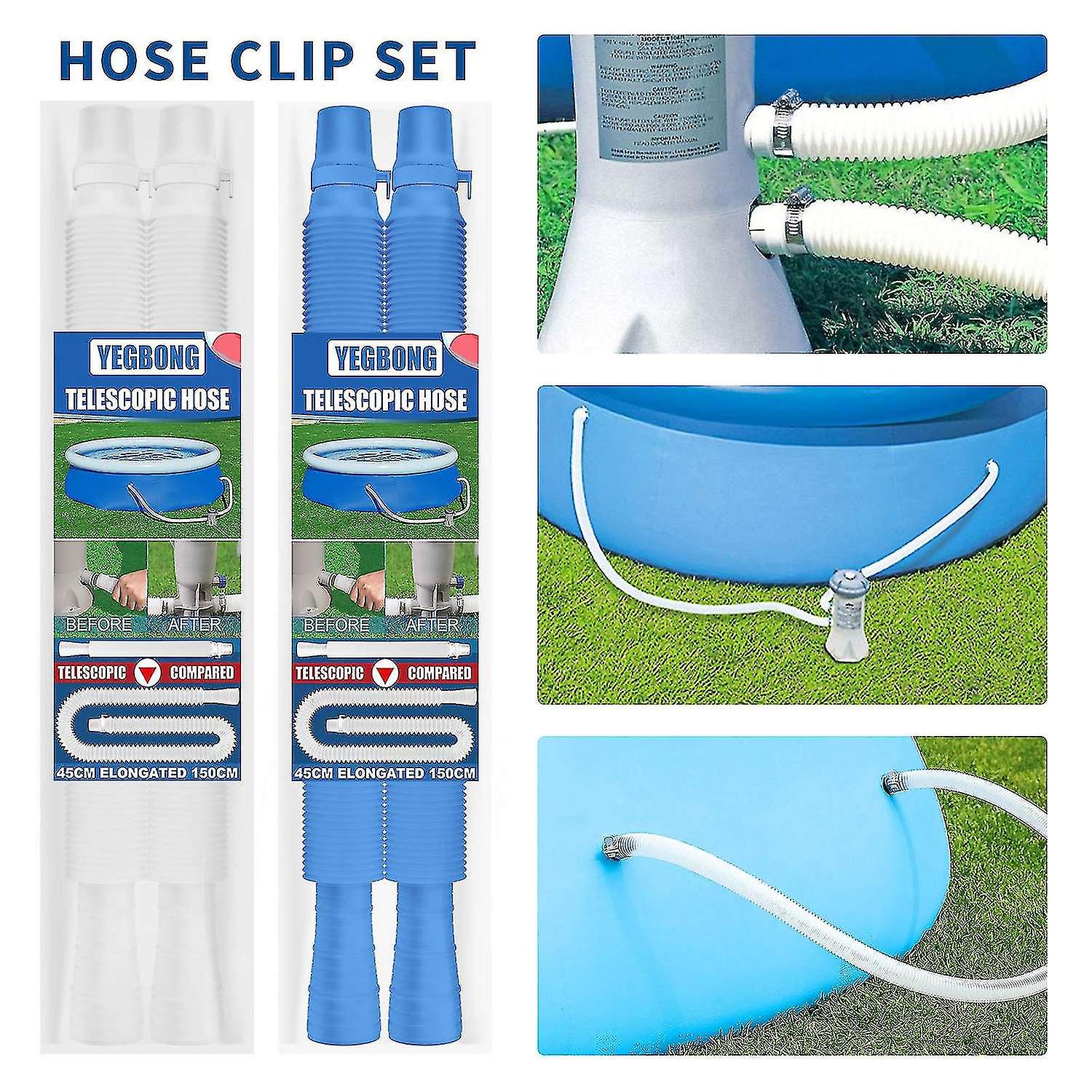 2pcs Pool Pump Replacement Hose Set Pool Filter Pump Spa Pool Pump Retractable Replacement Hose