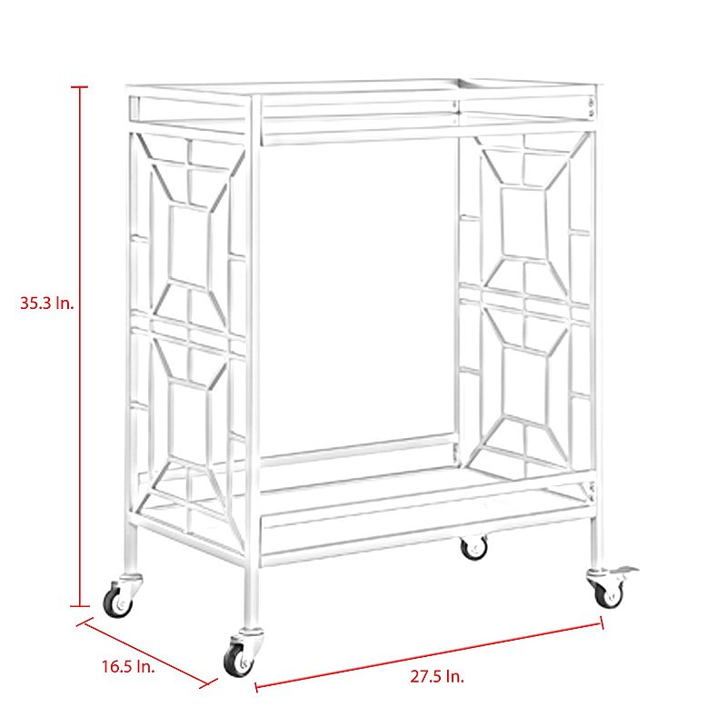 Glowy Bar Cart Open Wine Bottle and Stemware Storage