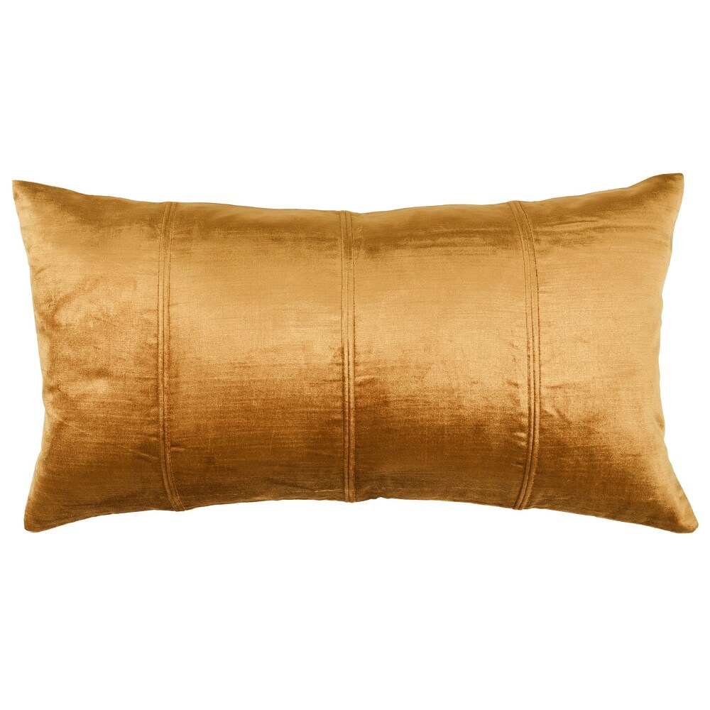 Chad 26 Inch Velvet Decorative Lumbar Throw Pillow  Plush  Copper