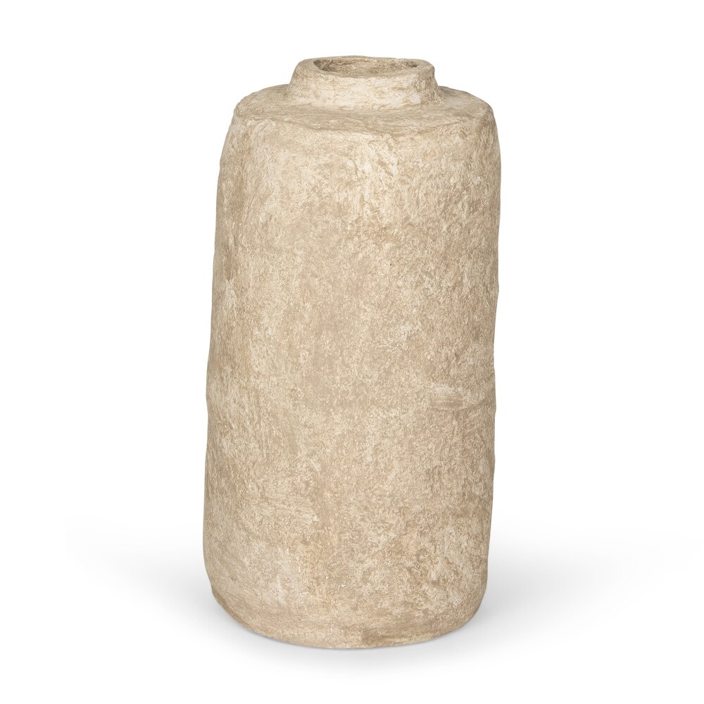 Rama Small Beige Paper Mache Floor Vase