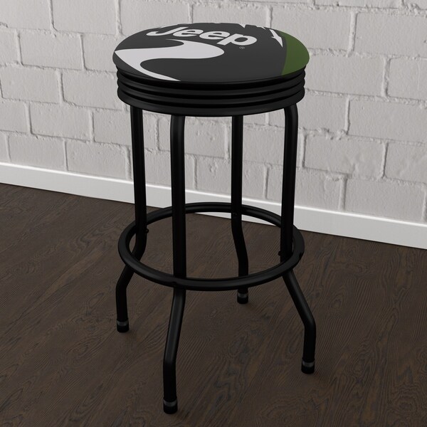 Jeep Green Mountain 360 Degree Swivel Black Barstool with Foam Padded Seat - 20.75 x 20.75 x 29