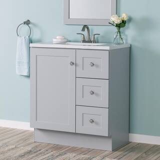 Glacier Bay Bannister 30.5 in. W x 18.75 in. D Bath Vanity in Pearl Gray with Cultured Marble Top in Colorpoint White with Sink BA30P2-PG