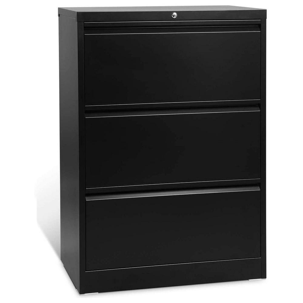 Aobabo 3 Drawer Lateral File Cabinet wLock for LetterLegal Size Paper Black SALATERAL CABINET