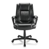 Hurston Bonded Leather High-Back Executive Chair， Black， BIFMA Certified