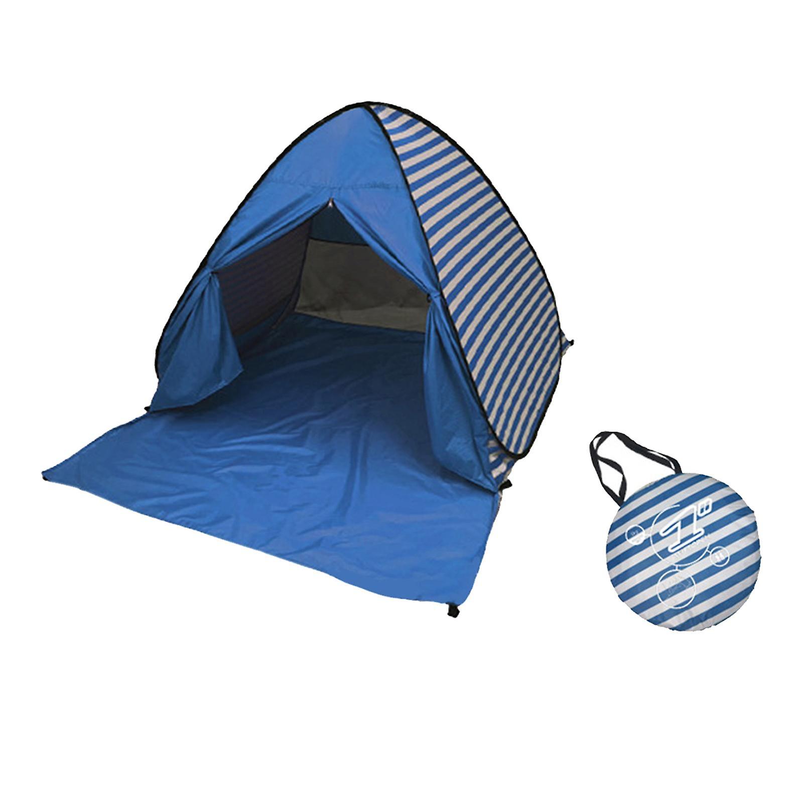 Beach Tent Easy Set Up Pop Up Tent For Fishing Family Camping Mountaineering Deep Blue Stripes L