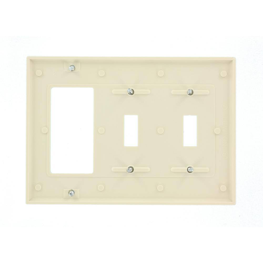 Leviton Almond 3-Gang 2-Toggle1-DecoratorRocker Wall Plate (1-Pack) 80421-T