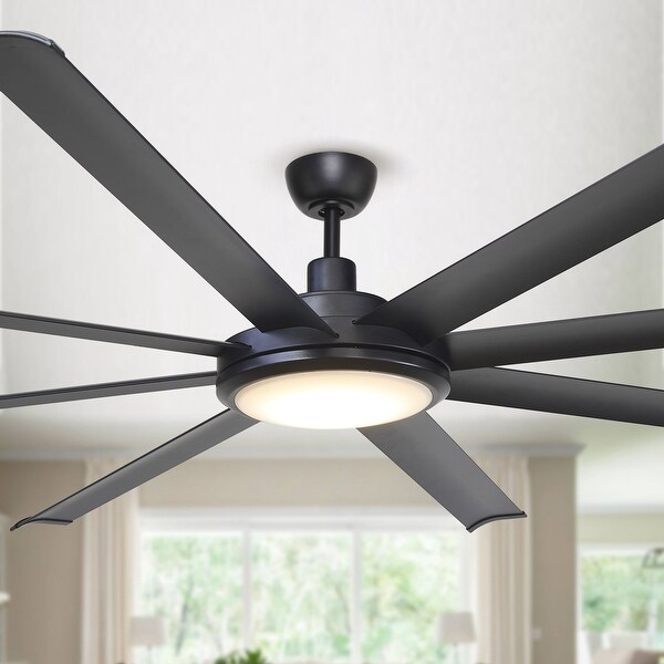 75-inch Larger Black 8-Blade Aluminum LED Ceiling Fan with Remote Shopping - The Best Deals on Ceiling Fans | 38746413