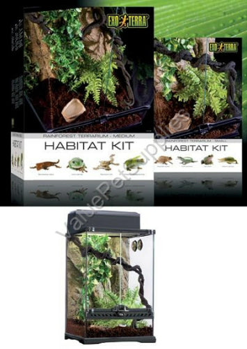 Exo Terra Rainforest Habitat Kit (Medium Glass Terrarium 18x18x24)