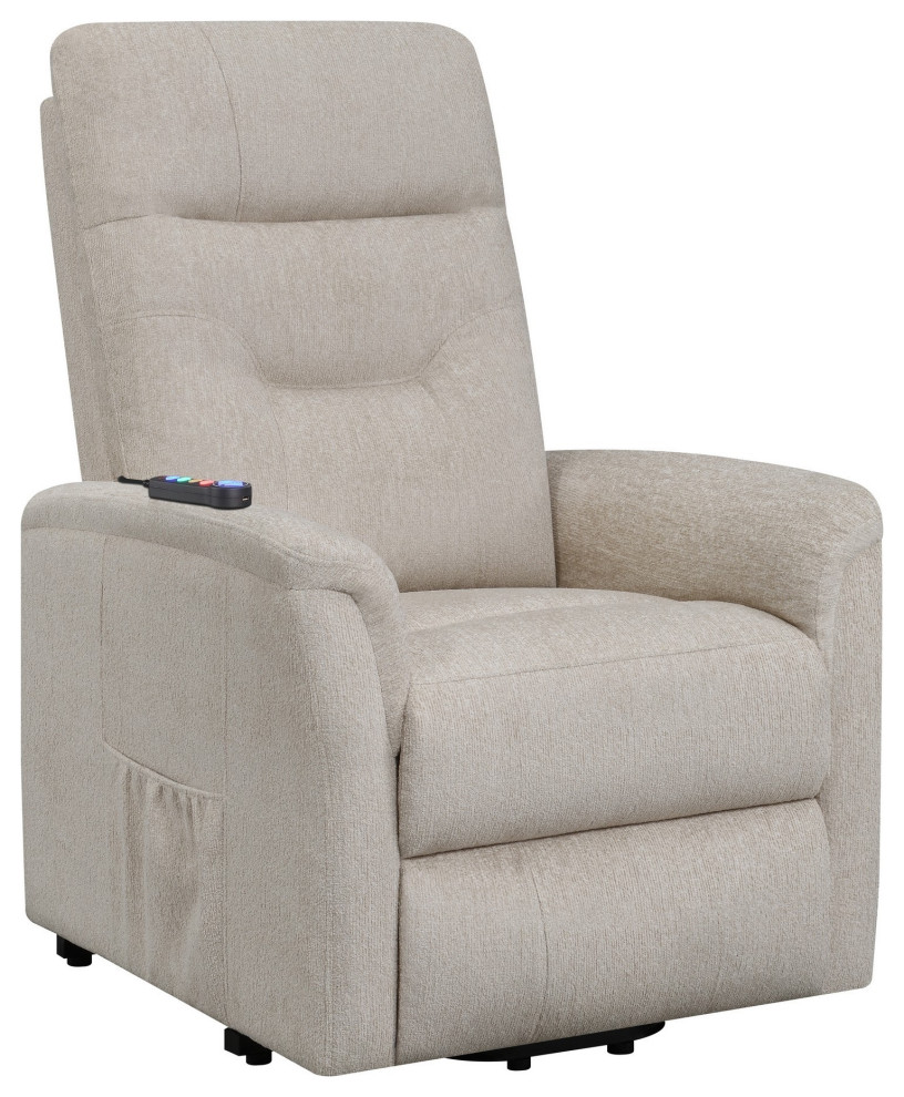 Fabric Power Lift Massage Chair With Tufted Stitched Accent  Beige   Contemporary   Massage Chairs   by VirVentures  Houzz