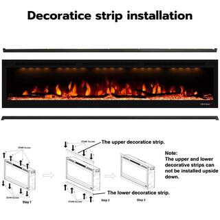 Valuxhome 74 in. 750-Watt1500-Watt Wall-Mount and Recessed Electric Fireplace with LED Light Log and Crystal in Black BI74-HD