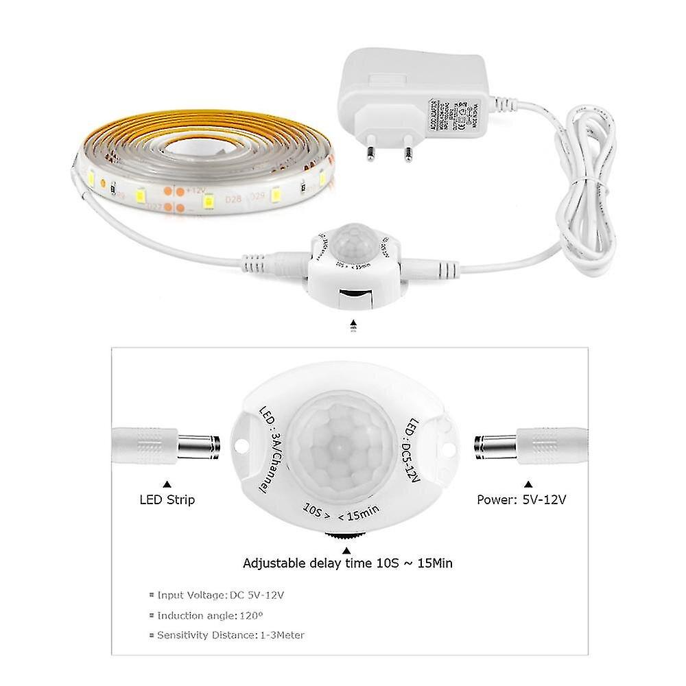 Wireless Pir Motion Sensor Led Under Cabinet Light Dc12v Led Strip Kitchen Bedside Decoration Night Lamp Tape 1m 2m 3m 4m 5m