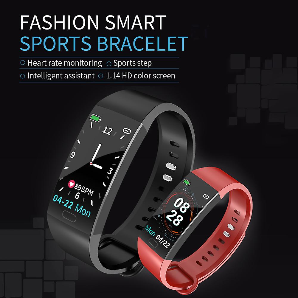 Rd11 Smart Bracelet 1.14 Inch Sports Bracelet With Heart Rate Blood Pressure Blood Oxygen Monitoring Ip67 Waterproof Red Blue 1m