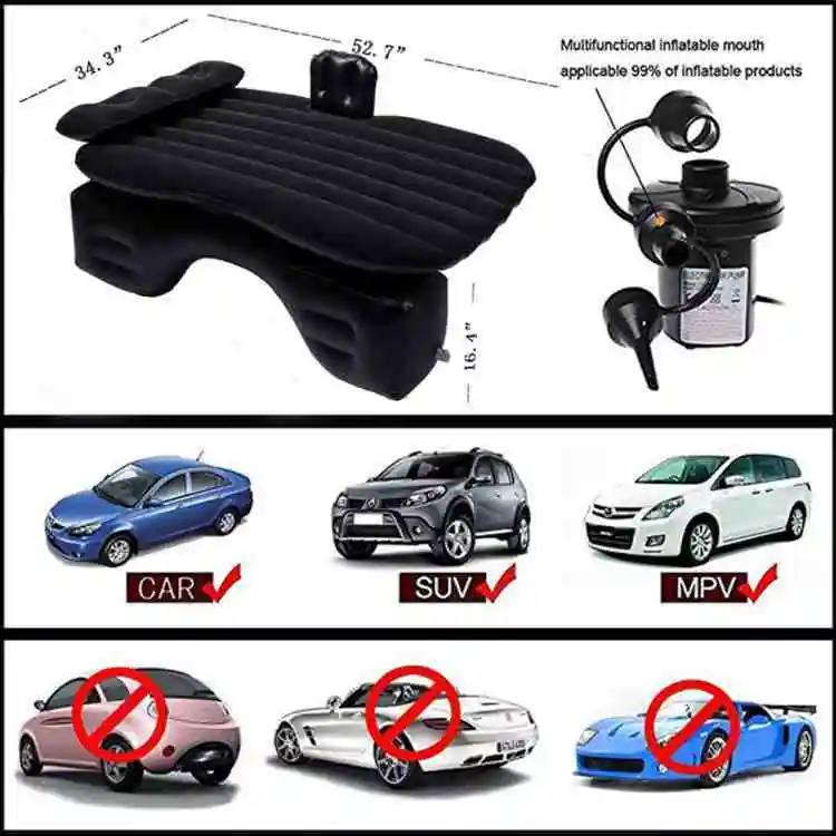 Sunshine Travel Camping Durable Inflatable Folding Sofa Bed Customized Portable Car PVC Flocking Rear Seat Air Cushion