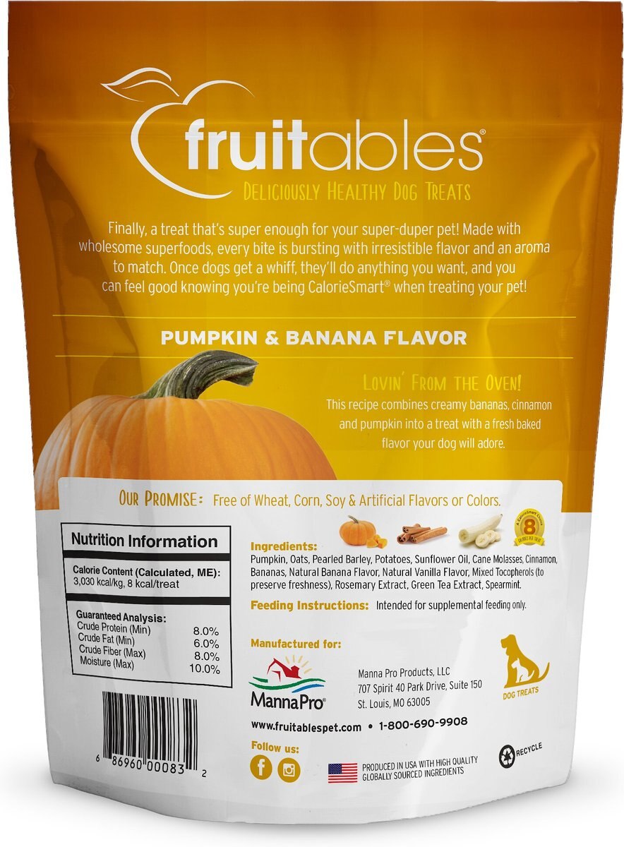 Fruitables Pumpkin and Banana Flavor Crunchy Dog Treats