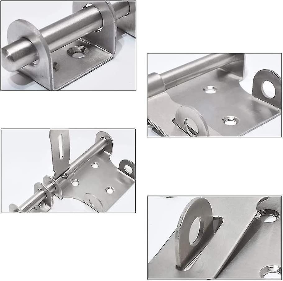 2 Pieces Latch Lock， Stainless Steel， Security Door Latches， Slide Bolt Door Latch With Padlock Hole For Gates， Fences