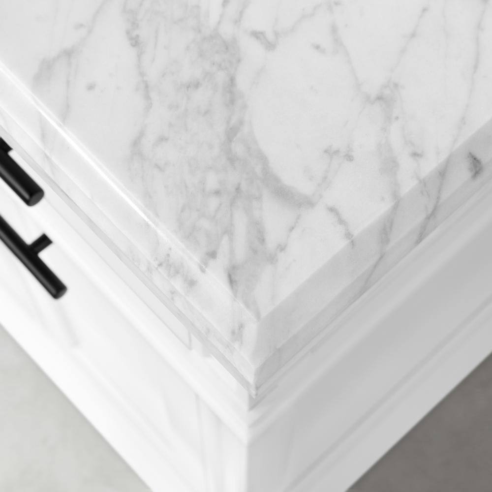 Home Decorators Collection Tarbot 48 in. W x 22 in. D x 34.5 in. H Bath Vanity in White with White Marble Top Tarbot 48W