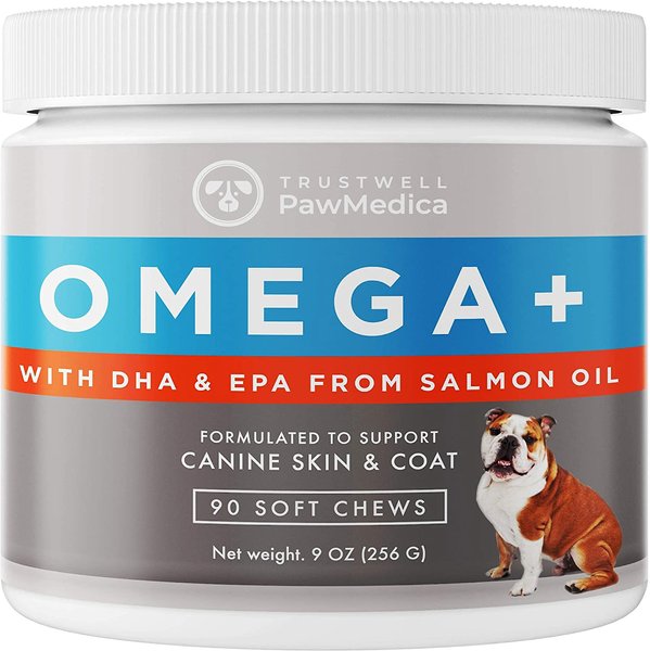 PawMedica Omega+ Fish Oil with EPA and DHA Omega 3 Dog Supplement， 90 count