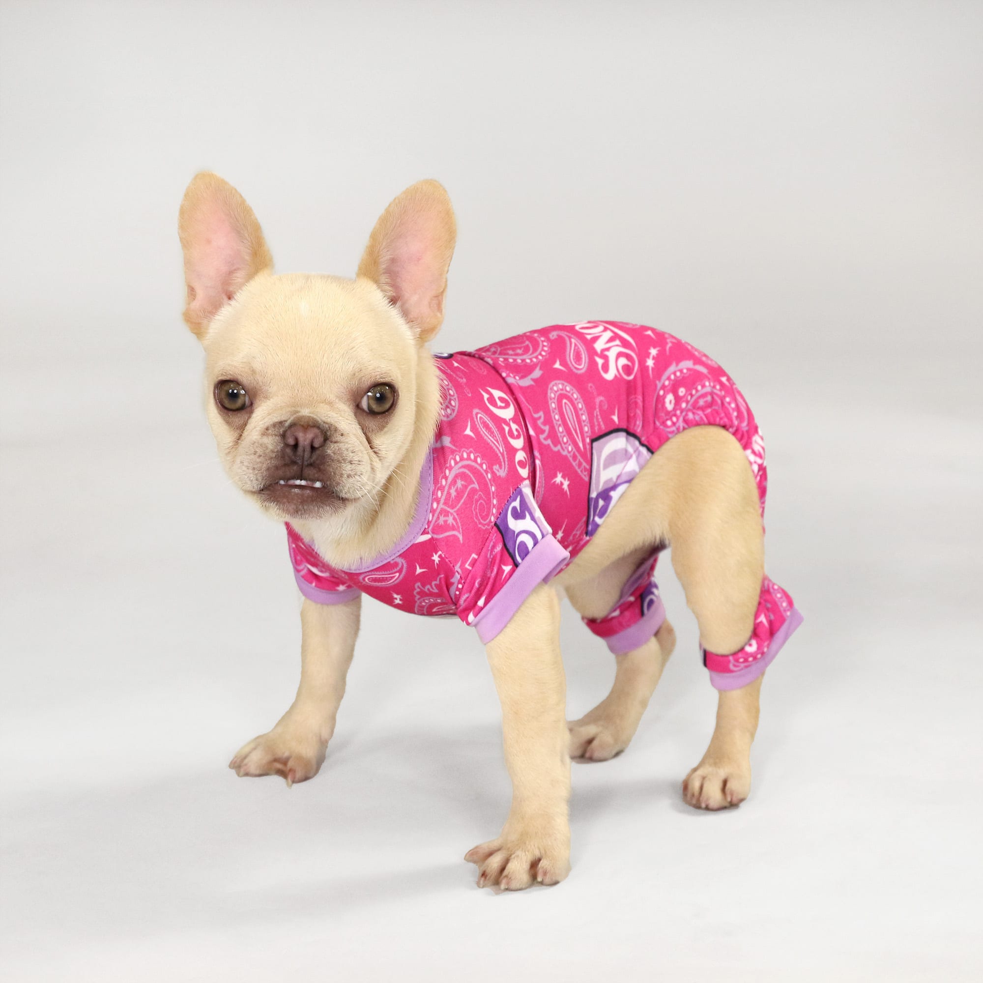 Snoop Doggie Doggs Pink Boss Lady Deluxe Pet Pajamas， X-Small