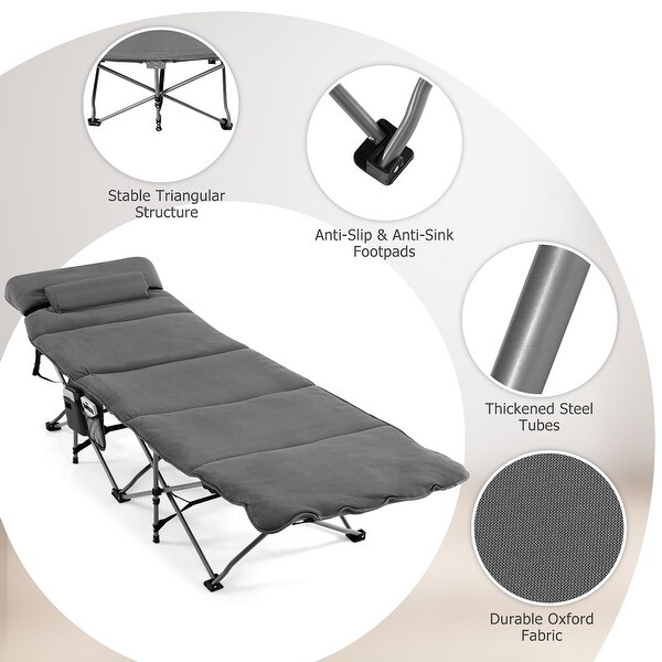 Costway Folding Retractable Travel Camping Cot w/Removable Mattress and