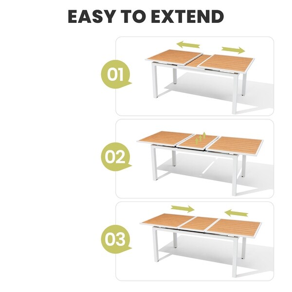 Pellebant Outdoor Aluminum Dining Table Patio Extension Table