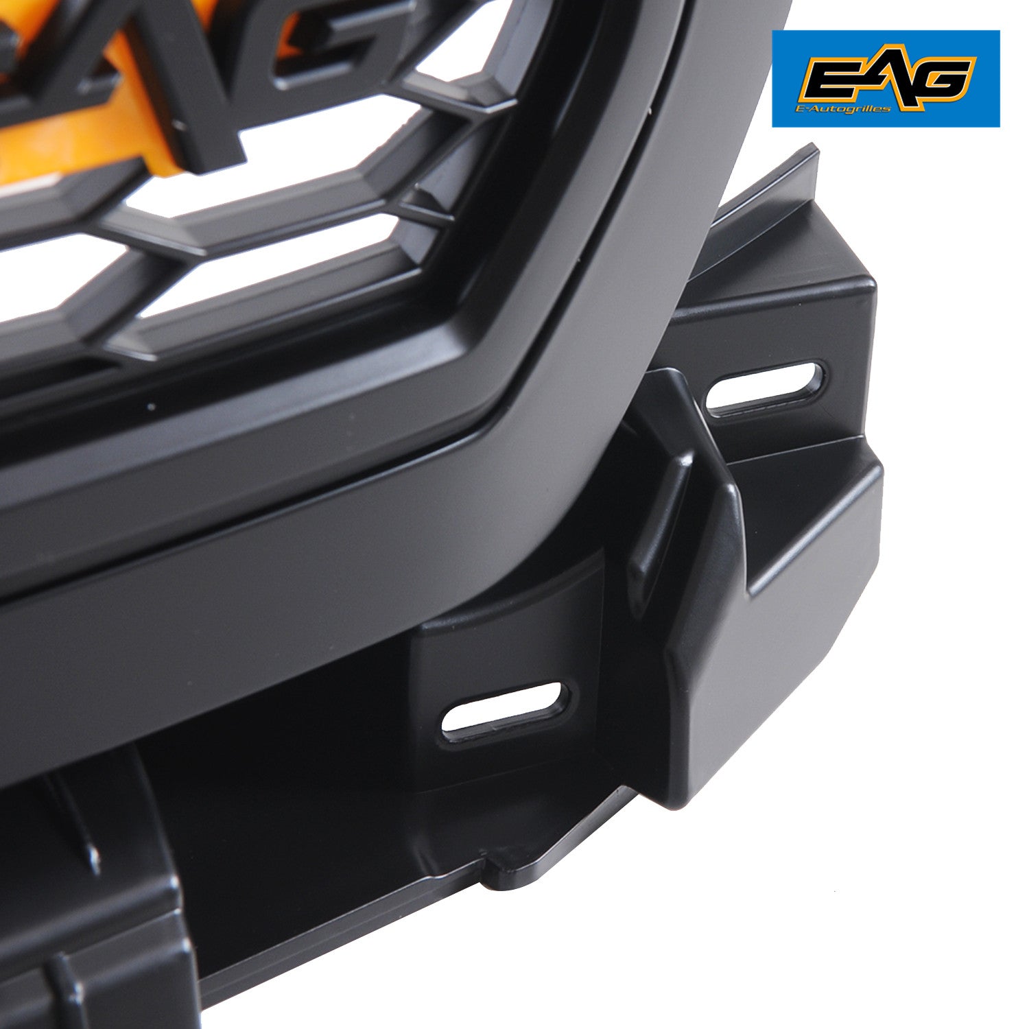 EAG Replacement Upper Grille ABS Front Mesh Grill Fit for 18-19 Ford F150 - Matte Black - with Three Amber LED Lights and Two 12W Square LED Lights