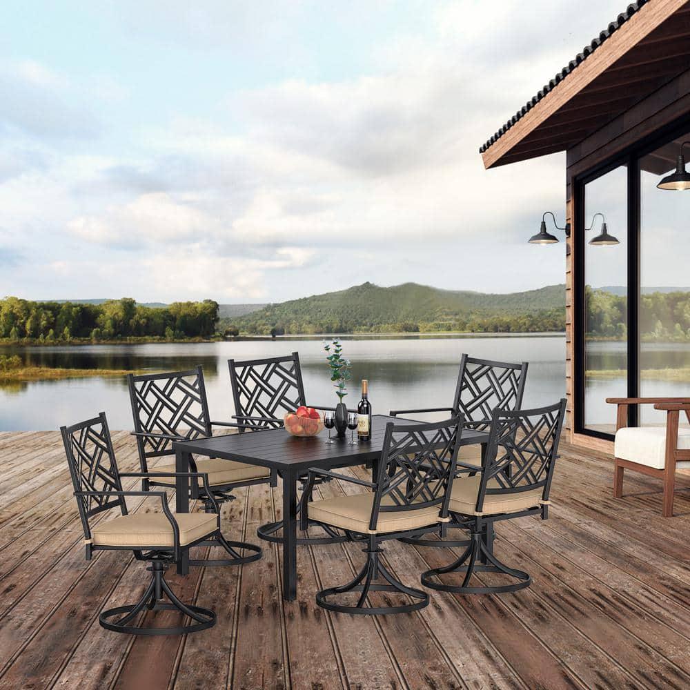 Bigroof Patio Dining Table 60 in Rectangle Galvanized Steel Metal Outdoor Table with 157 in Umbrella Hole