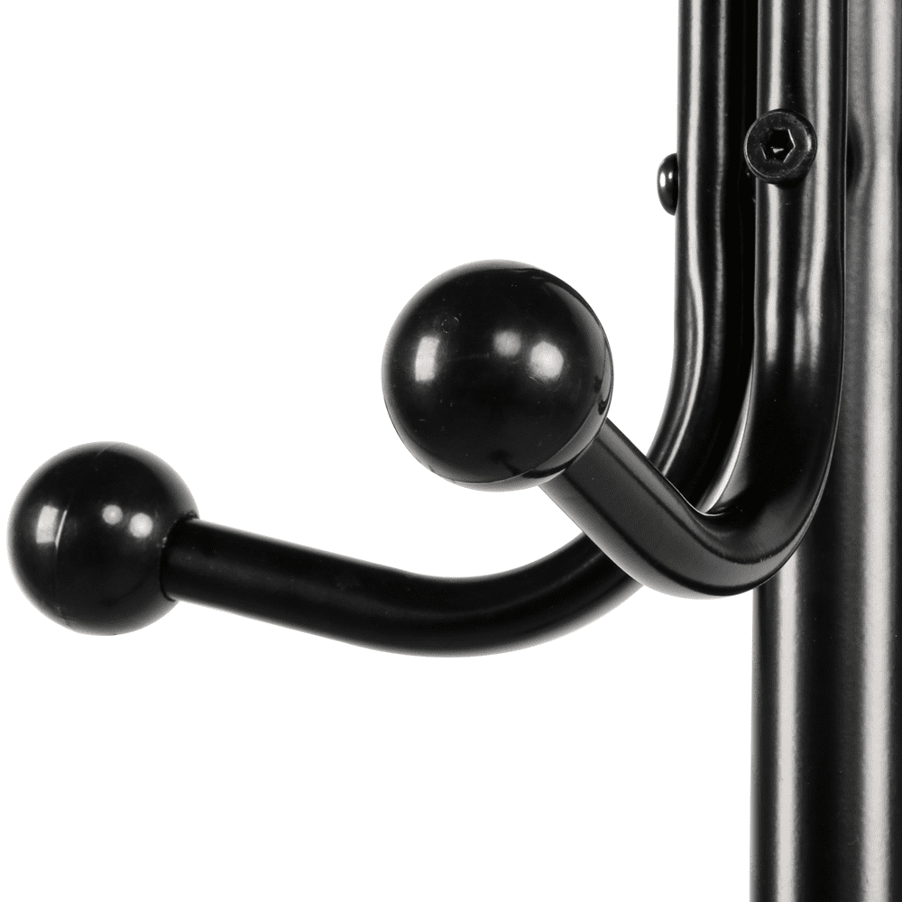 8 Hook Coat Hat Rack/Tree With Umbrella Holder， Black